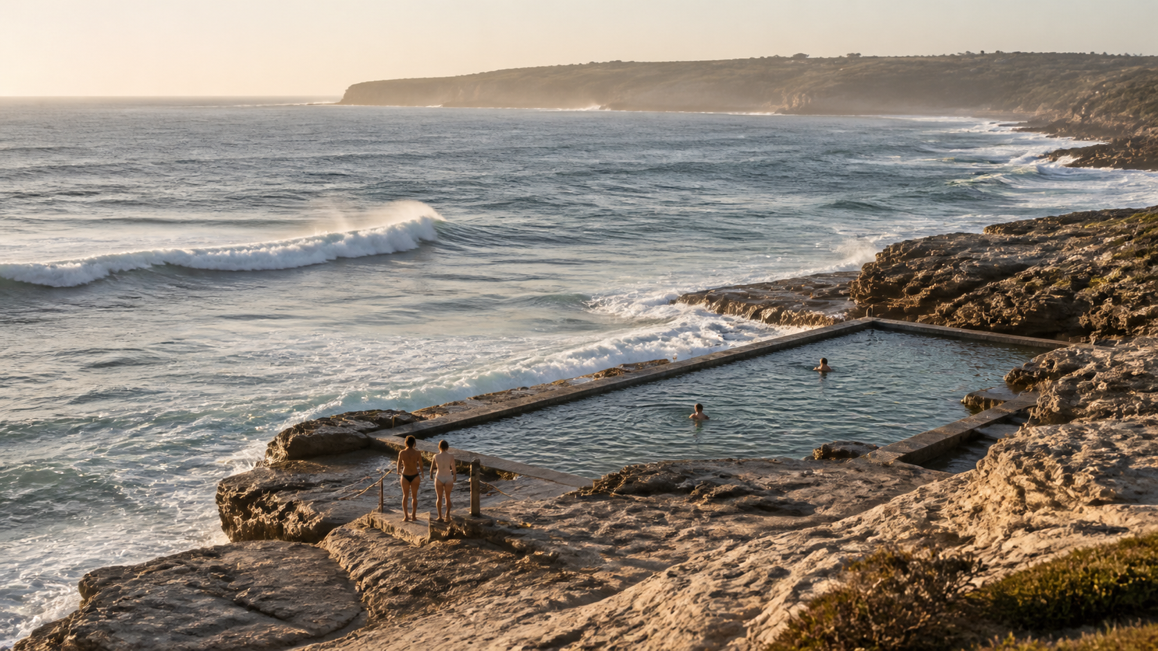 Ocean pool set within a rugged Australian coastline