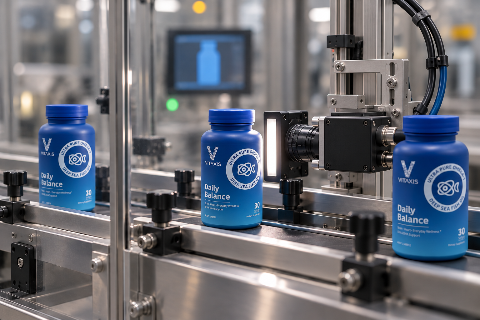 Conceptual camera-based visual inspection of bottle exteriors on a packaging line